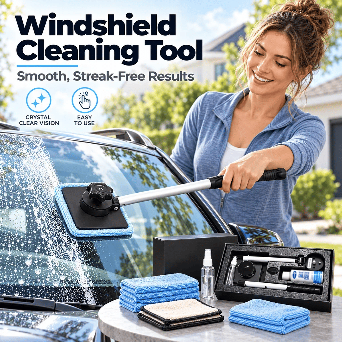 🧲 Dual-Magnet Car Windshield Cleaner ✨ Streak-Free Auto Window Cleaning Kit