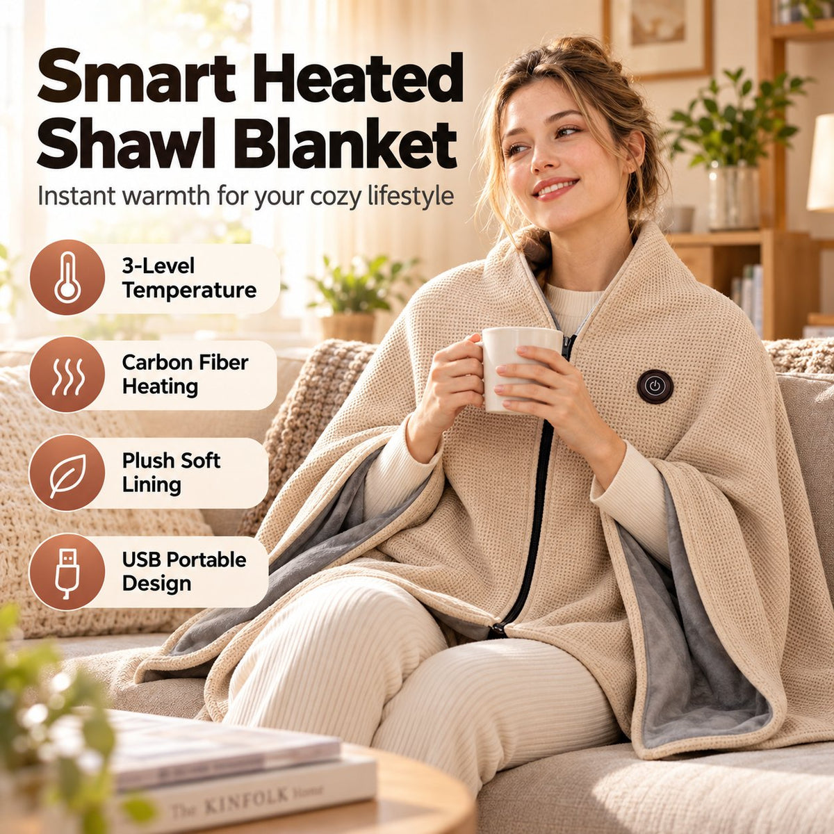 ⛄LIMITED-TIME 50% OFF‼️🔥 USB Heated Shawl Blanket – 3 Heat Settings, Ultra-Soft Wearable Warmth for Home & Office