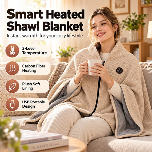 ⛄LIMITED-TIME 50% OFF‼️🔥 USB Heated Shawl Blanket – 3 Heat Settings, Ultra-Soft Wearable Warmth for Home & Office