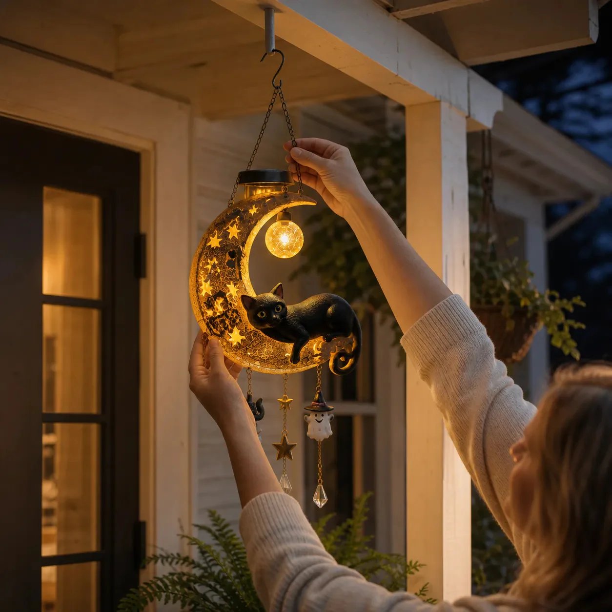 🌙 Every Breeze Carries a Little Halloween Magic——Solar Hanging Lantern for Outdoor Halloween Décor