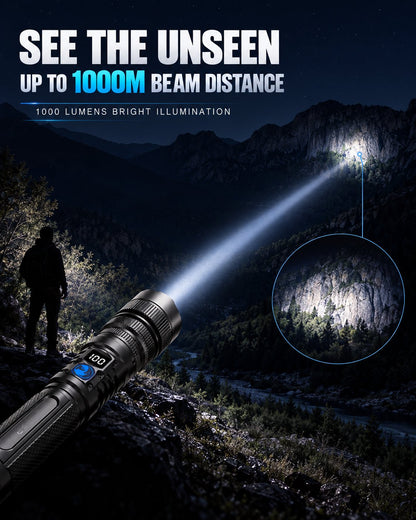 🔥 HOT SALE 50% OFF 💎 High-power flashlight: features an aluminum alloy heat-dissipating head and a telescopic zoom design for powerful, concentrated light; includes a digital battery level display.