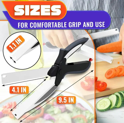 ✂️ 2-in-1 Kitchen Scissors with Built-In Cutting Board – Stainless Steel, Safety Lock