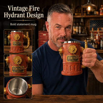 ⏳ Last Day 49% OFF – 🚒 Vintage Fire Hydrant Coffee Mug | Unique Firehouse-Inspired Design With Stainless Steel Liner & Pipe Handle For Firefighters, Collectors & Coffee Lovers ☕