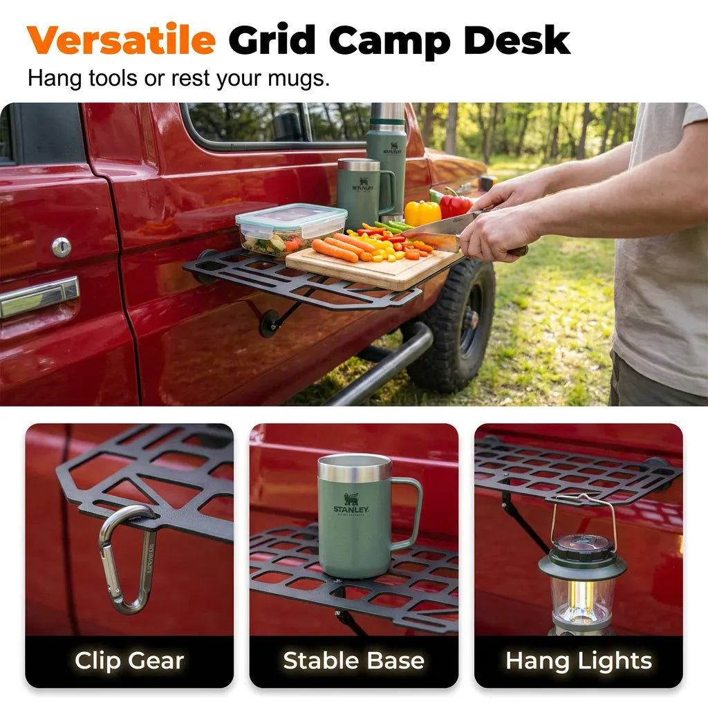 Heavy-Duty Magnetic Vehicle Side Table | Portable Grid Camp Desk