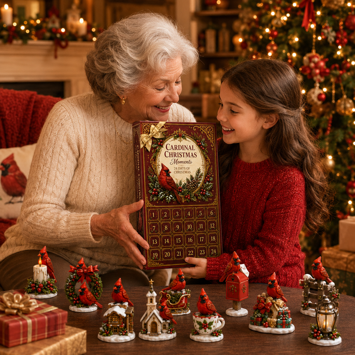 24-Day Cardinal Advent Calendar | Collectible Christmas & Autumn Figurines