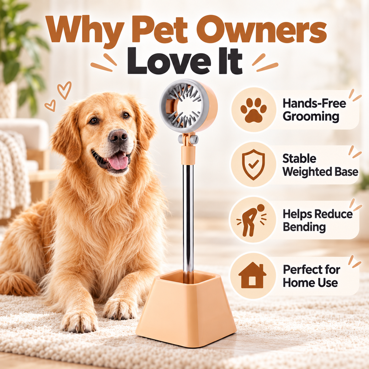 🐾 Hands-Free Pet Hair Dryer Stand – Adjustable Grooming Holder for Dogs & Cats