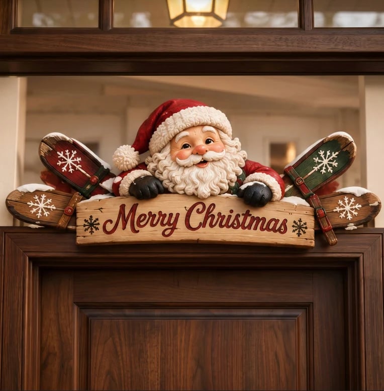 🎄 Rustic Winter Door Frame Topper – Christmas Cabin & Woodland Decor