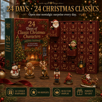 💯🎄 49% OFF – 24 Days of Classic Christmas Characters Advent Calendar | 24 Collectible Holiday Keepsakes Inside a Vintage Book-Style Christmas Countdown 🎅✨