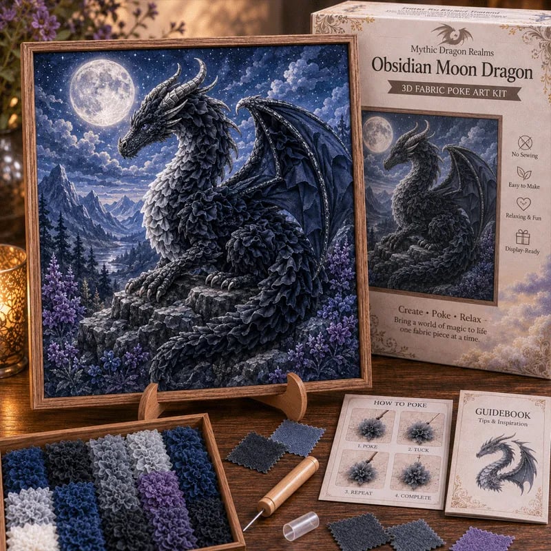 🎁🐉 Mythic Dragon Realms 3D Fabric Poke Art Kit