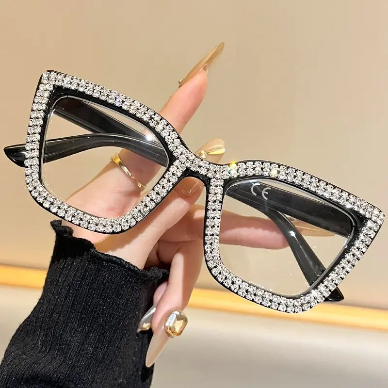 Cat Eye Anti-Blue Light Reading Glasses - Diamond Inlaid
