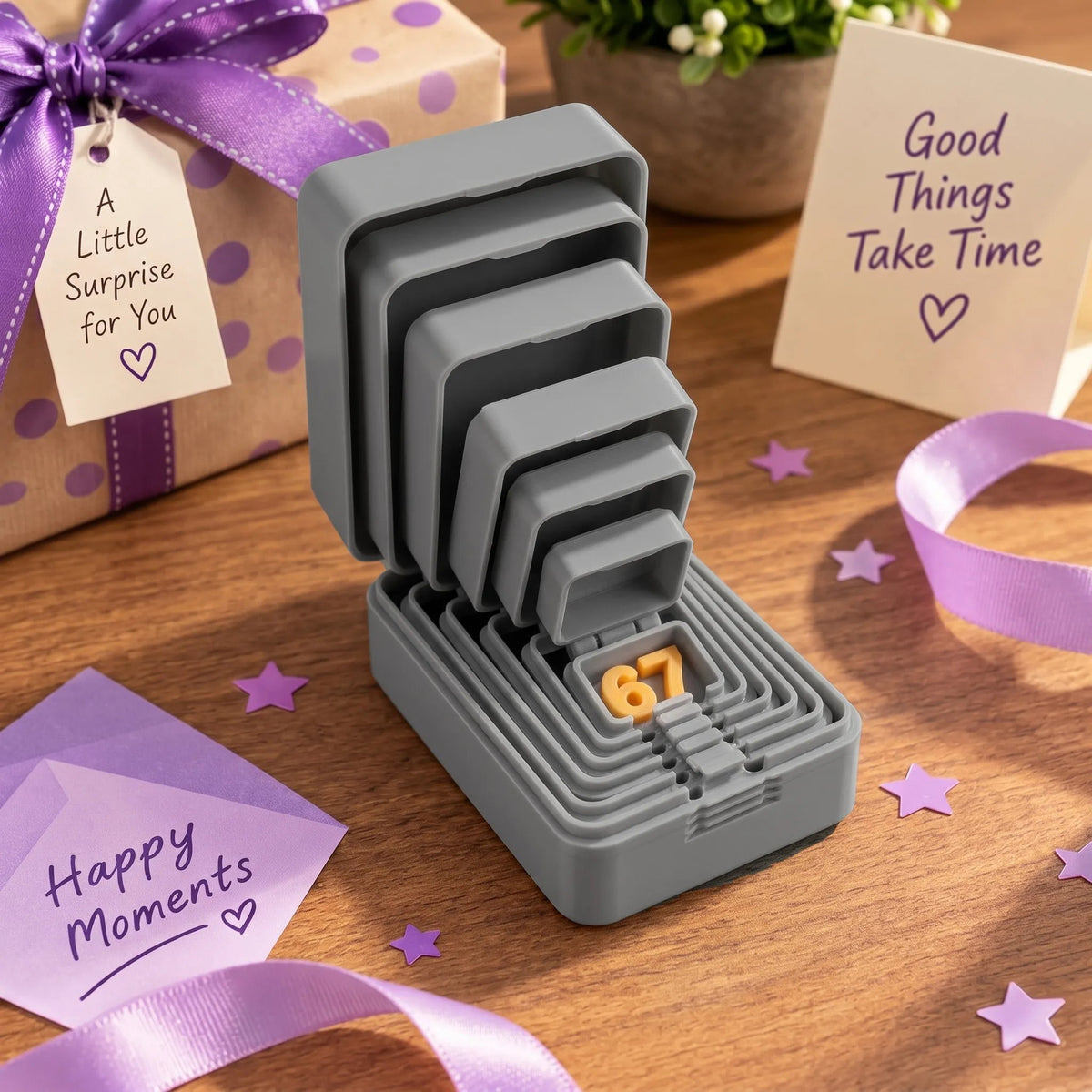 💯🎁 6-Layer Nesting Prank Gift Box | Pick Your Surprise: Middle Finger, Spider or Number 67