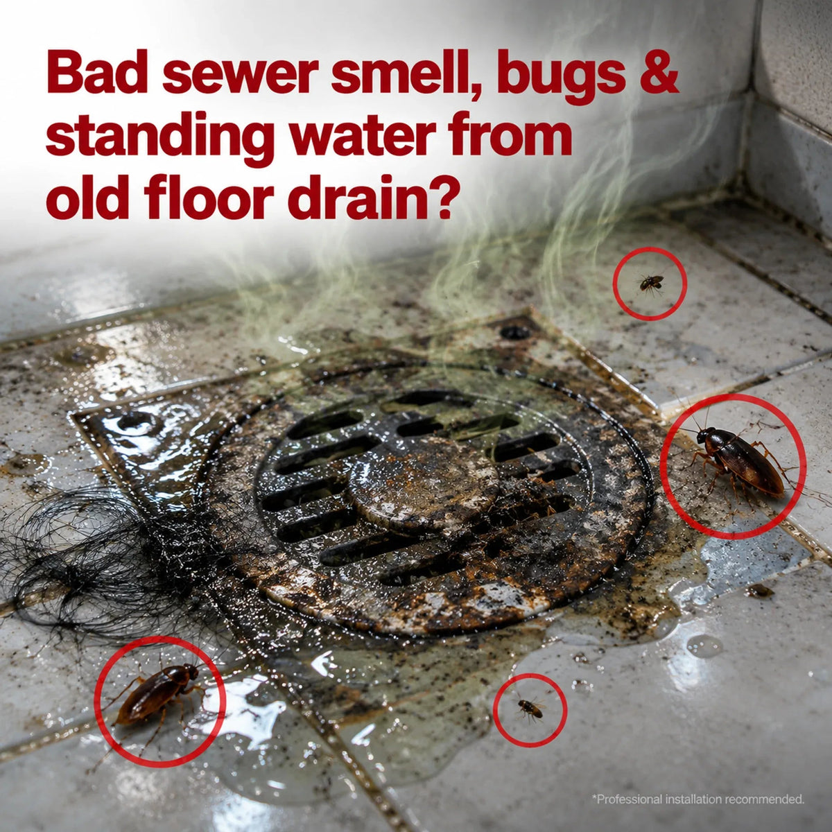 Stainless Steel Floor Drain 🚿 – 3.94' Gravity Seal with Hair Filter & Odor Control