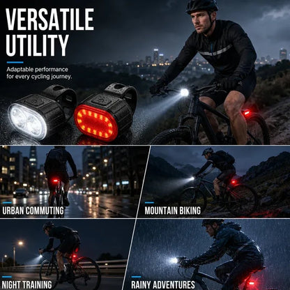 🚴‍♂️💡 Professionele Fietsverlichting Set – Voor- en Achterlicht!