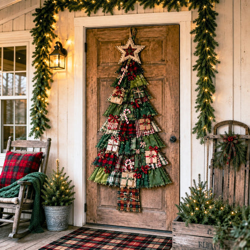 ⏳ Last Day 49% OFF – 🎄Beginner-Friendly DIY Oversized Patchwork Christmas Tree Door Hanging Kit  💕