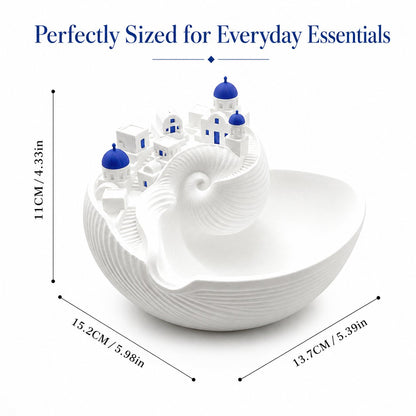 Santorini Seashell Catchall Bowl – Greek Island Miniature Jewelry & Key Dish