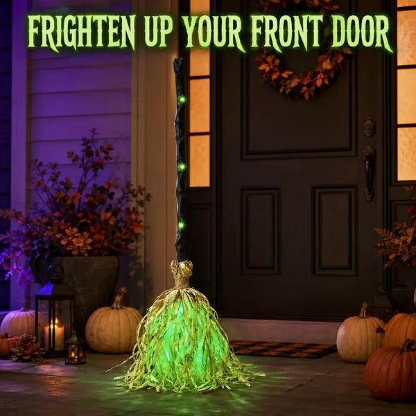 🧙‍♀️🧹Animated Moving Witch Broom with Light & Sound