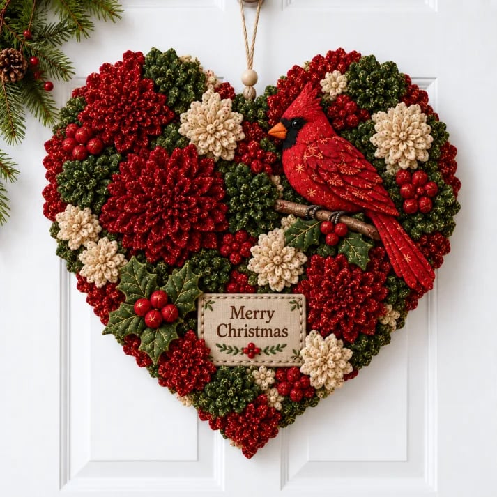 🎄 DIY Christmas Door Hanging Kit – Layered Fabric Holiday Décor