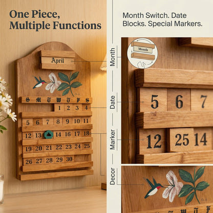 🎉🎄 Festive Wooden Perpetual Calendar