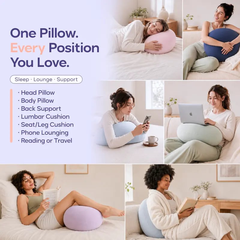 Mellow CloudCool & Lush Pebble Pillow | Washable Removable Cover Cushion