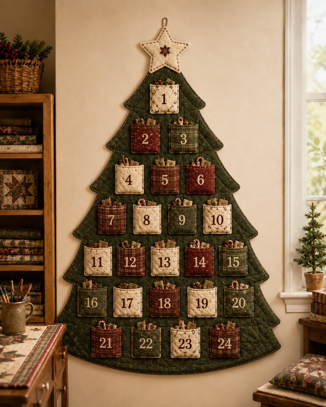 🔥Last Day 49% OFF - 🎄✨DIY 24-Pocket Fabric Christmas Advent Tree Kit
