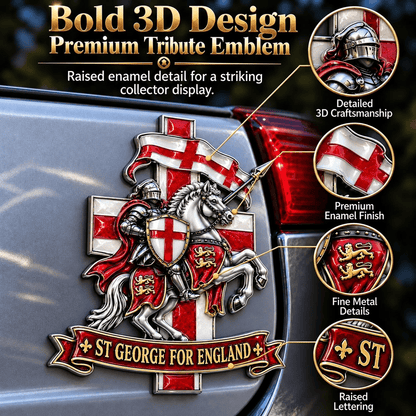 🛡️ “St George for England” Protection & Blessing Commemorative Metal Car Emblem