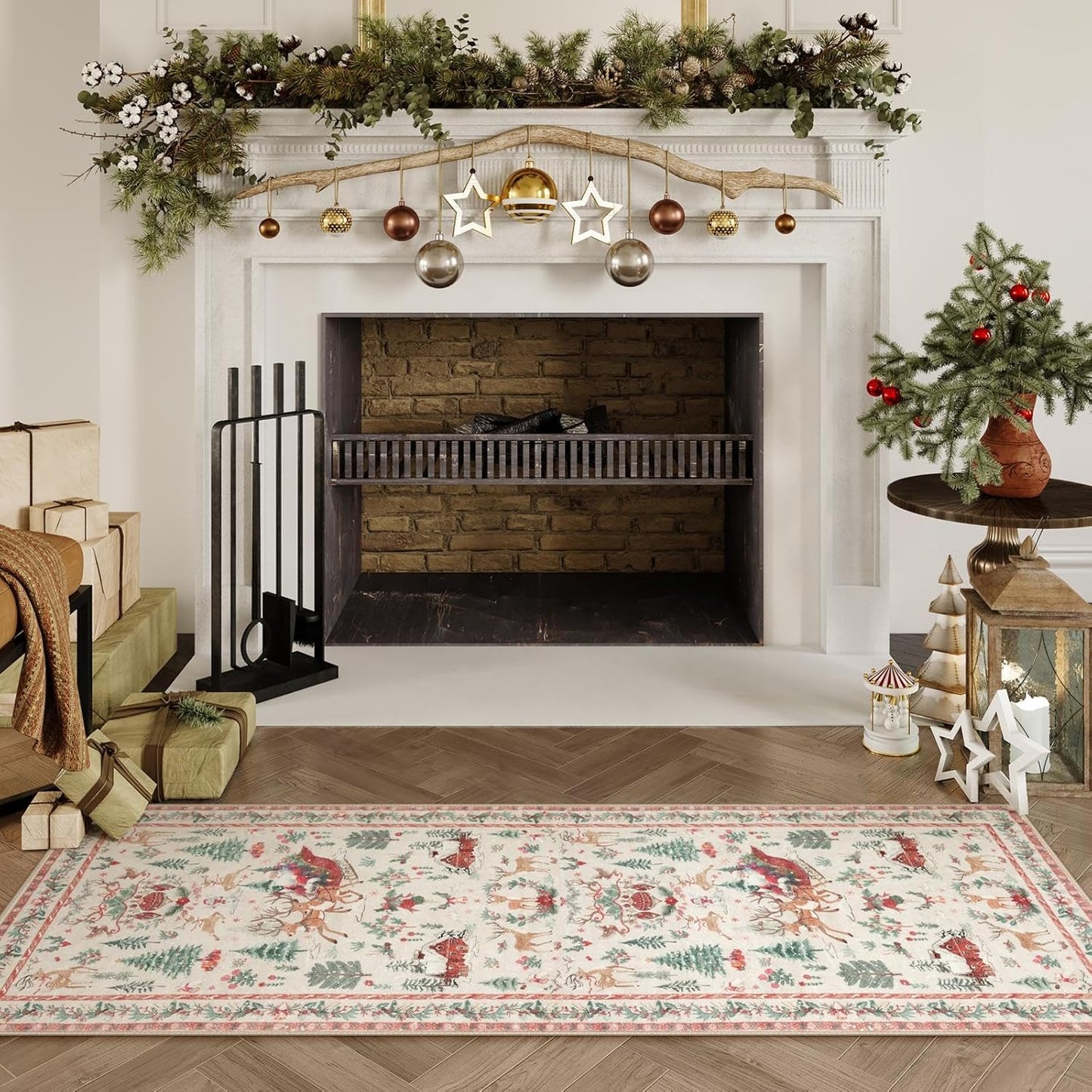 Soft Christmas Tree Santa Claus Carpet Runner