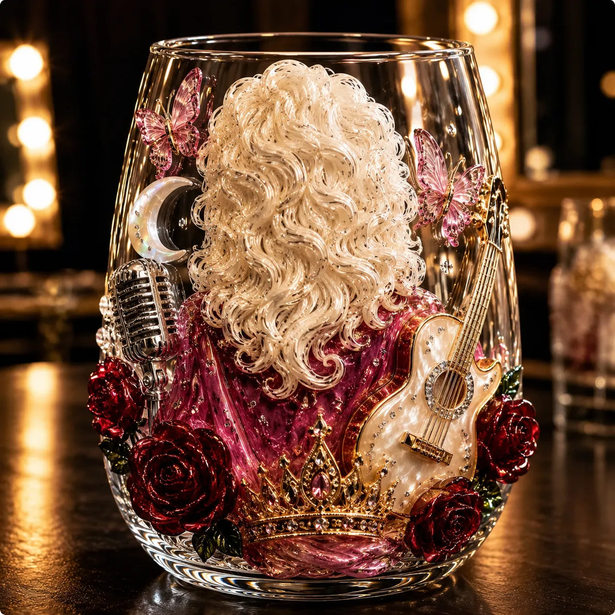 🤠 🎸 Vintage Country 3D Glass Collection – 8 Raised Western Music & Floral Designs