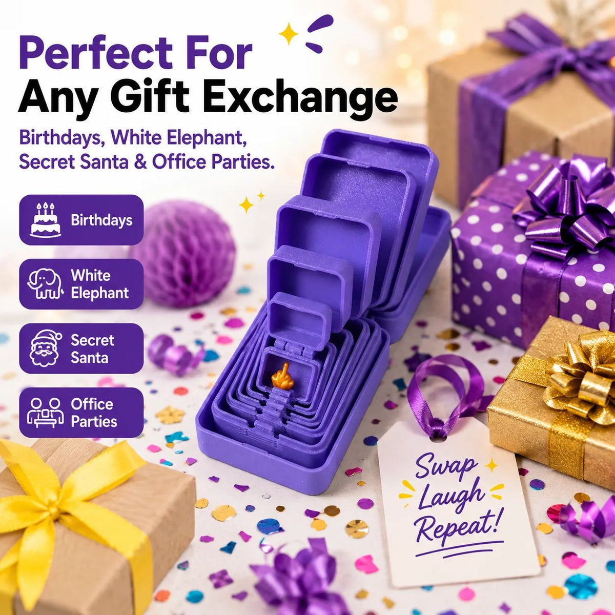💯🎁 6-Layer Nesting Prank Gift Box | Pick Your Surprise: Middle Finger, Spider or Number 67