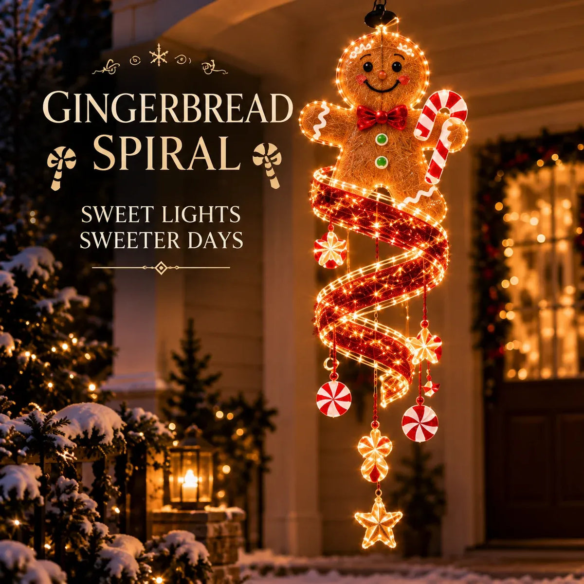 🎅Christmas Magic Spira Hanging LED Light Collection – 9 Festive Designs ✨ | Suspended Glowing Characters with Spiral Lights & Hanging Details for Porches, Windows, Entryways & Holiday Displays