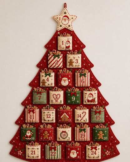 🔥Last Day 49% OFF - 🎄✨DIY 24-Pocket Fabric Christmas Advent Tree Kit