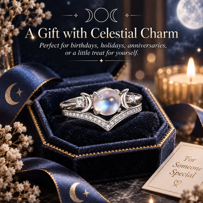 🔮 Enchanted Triple Moon Celestial Ring🌙