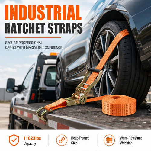 🚚💪 Heavy-Duty Ratchet Cargo Strap – Secure Double-Hook Tie Down for Cars, Trucks & Trailers