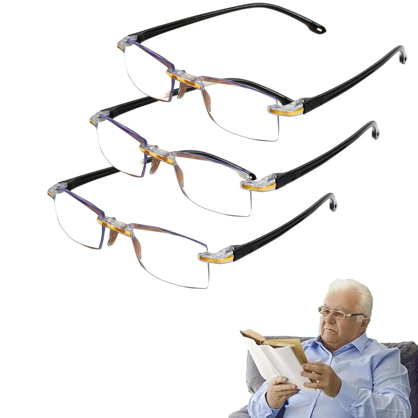 👓🌄 Smart Auto-Focus Glasses – Blue Light Blocking, Anti-Eye Fatigue Rimless Eyewear for Near & Far Viewing