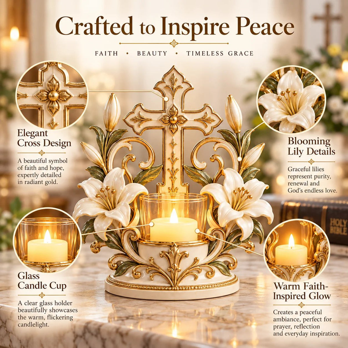 🎉Light of Faith™ – Sacred Christian Candle Holder ✝️🕯️