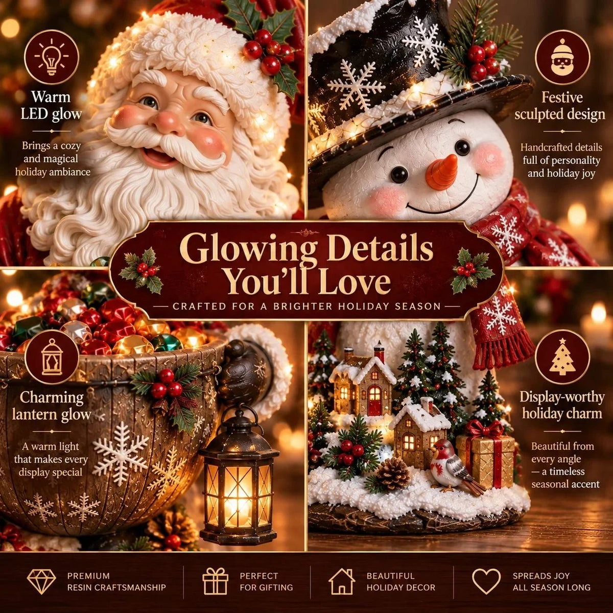 ✨ Lighted Christmas Candy Bowl Collection – 5 Festive Holiday Designs