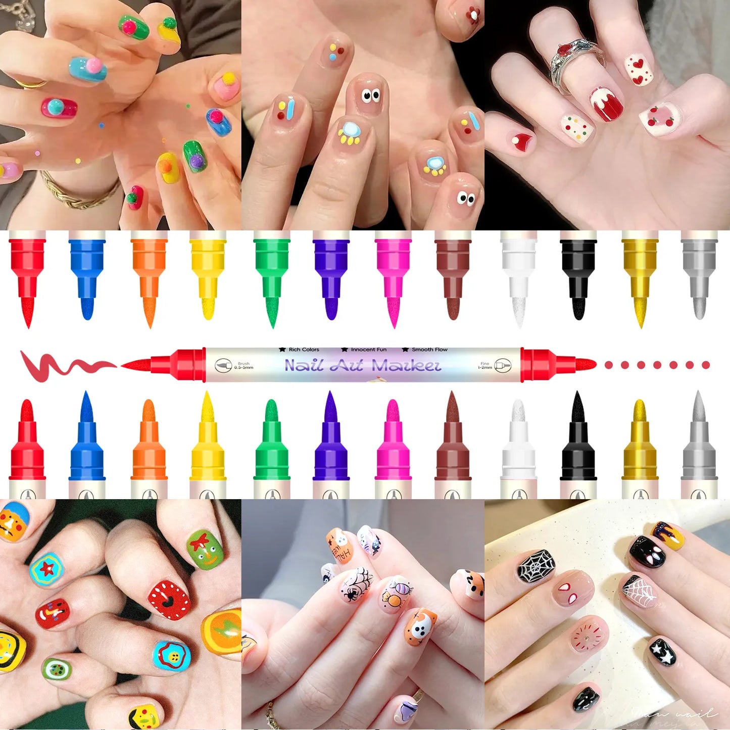 12/24 Colors Nail Art Pens – DIY 3D Markers for Drawing, Dotting & Manicure