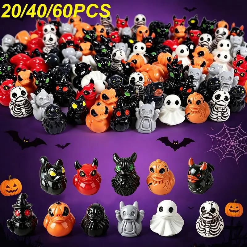 Mini Devil Ghost Skull Resin Ducks – Cute Spooky Halloween & Christmas Desktop Decor