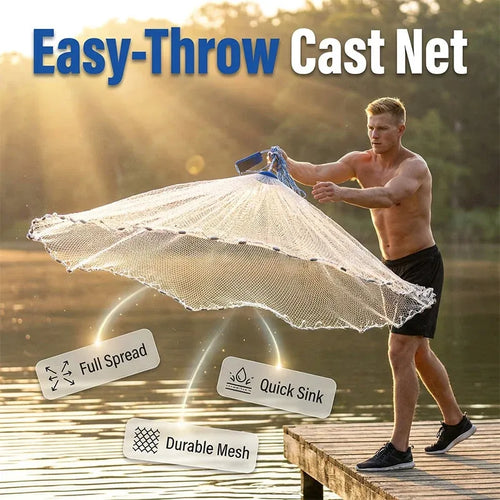 ⭐40% OFF !! ⏰ Easy-Throw Cast Net – Heavy-Duty Mesh, Rapid Sinking, Versatile 🌊
