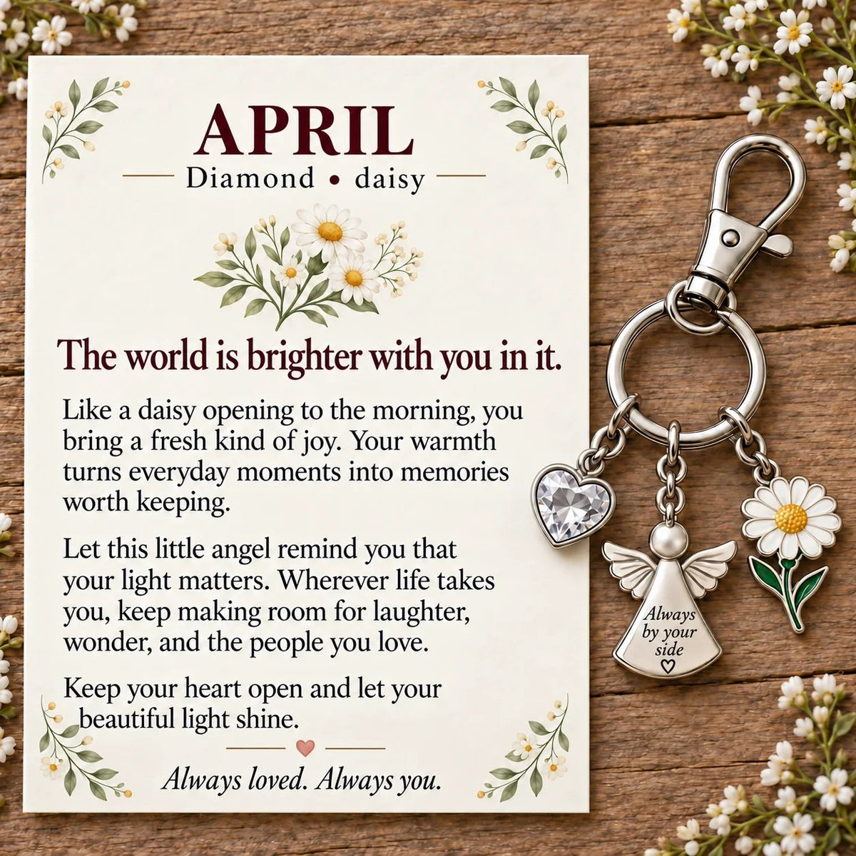 🔥Last Day Only＄13.99👼 Always By Your Side: Birth Month Angel & Flower Keychain + Keepsake Card 🌸