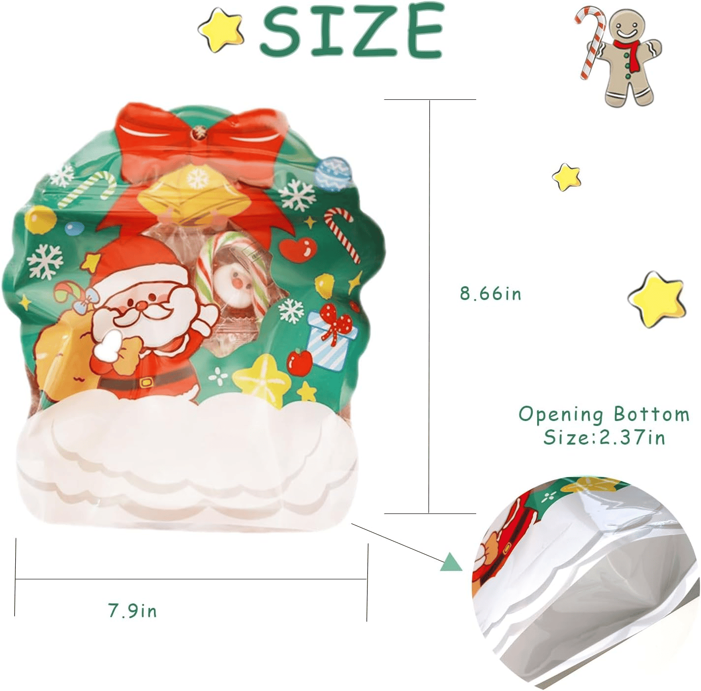 🎄Christmas Treat Bags, Kids Xmas Sealable Bags With Handle 10 PCS❄️