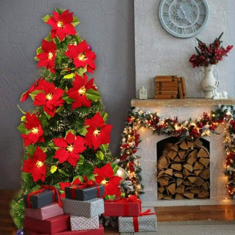 🎄 Christmas Poinsettia LED Garland String Lights