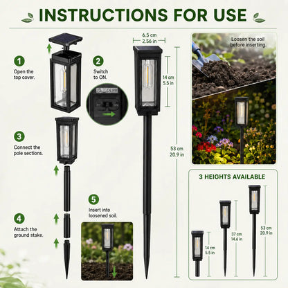 ☀️6-Pack Solar Pathway Lights Outdoor – IP65 Waterproof Warm White Garden Lights