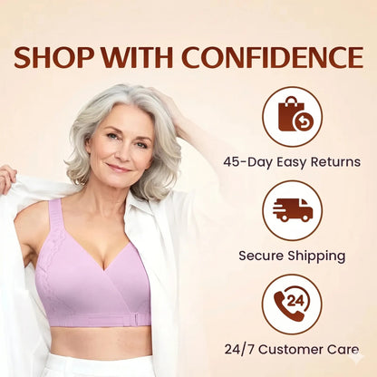 EaseWrap™ Front-Closure Wireless Comfort Bra – Adjustable Straps & Gentle Support