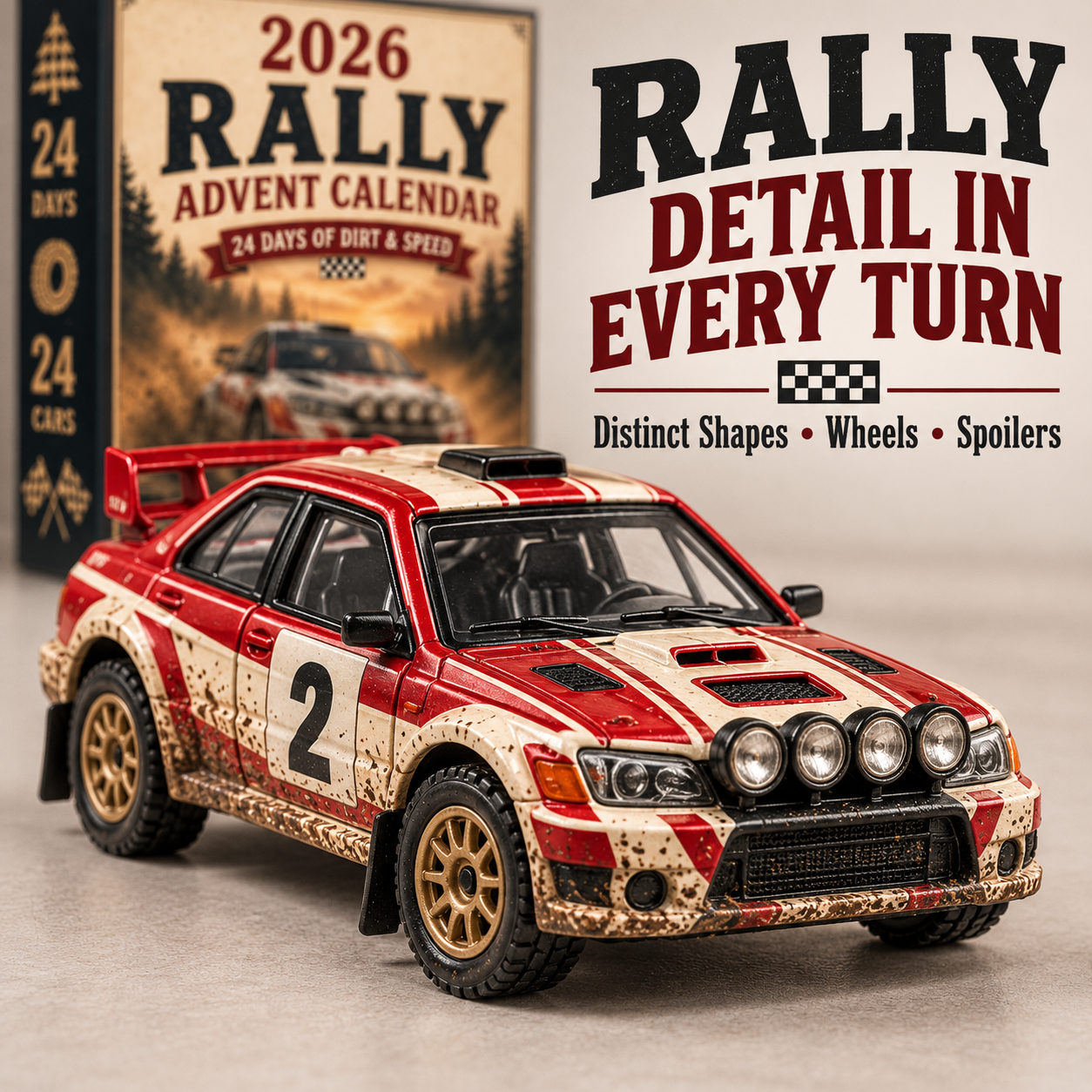 🏎️ 2026 Rally Racing Advent Calendar – 24 Days of Dirt & Speed, 24 Collectible Rally Cars✨