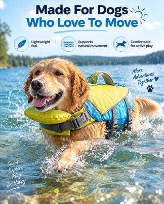 Dog Life Vest - Adjustable Flotation Support for Swimming & Boating