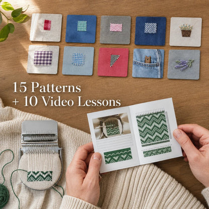 🧶Complete Visible Mending Loom Kit – 16-Hook Clothing Repair Set – Repair Sweaters, Socks & Denim