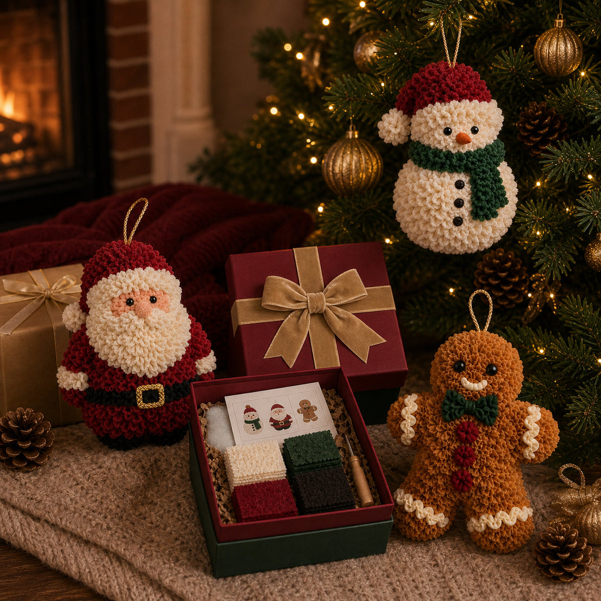 🔥 3D Fabric Poke Christmas Ornament Kit