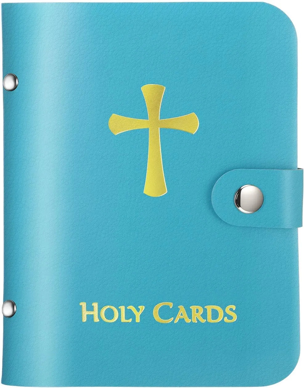 ✝️ Catholic PU+PVC Leather Holy Card Holder – Pocket Prayer Card Organizer with Snap Closure