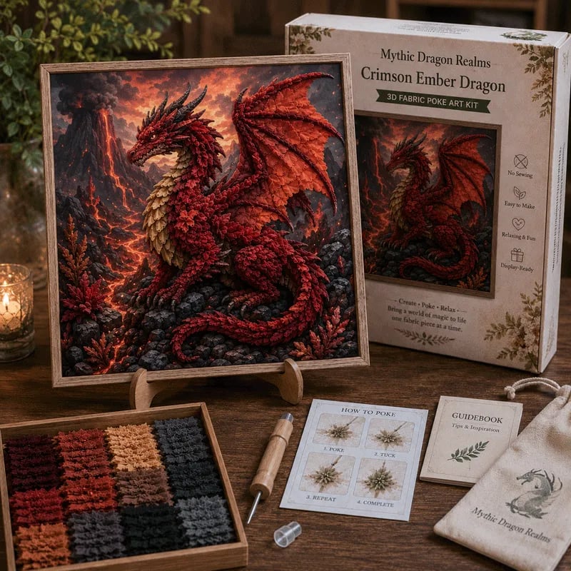 🎁🐉 Mythic Dragon Realms 3D Fabric Poke Art Kit