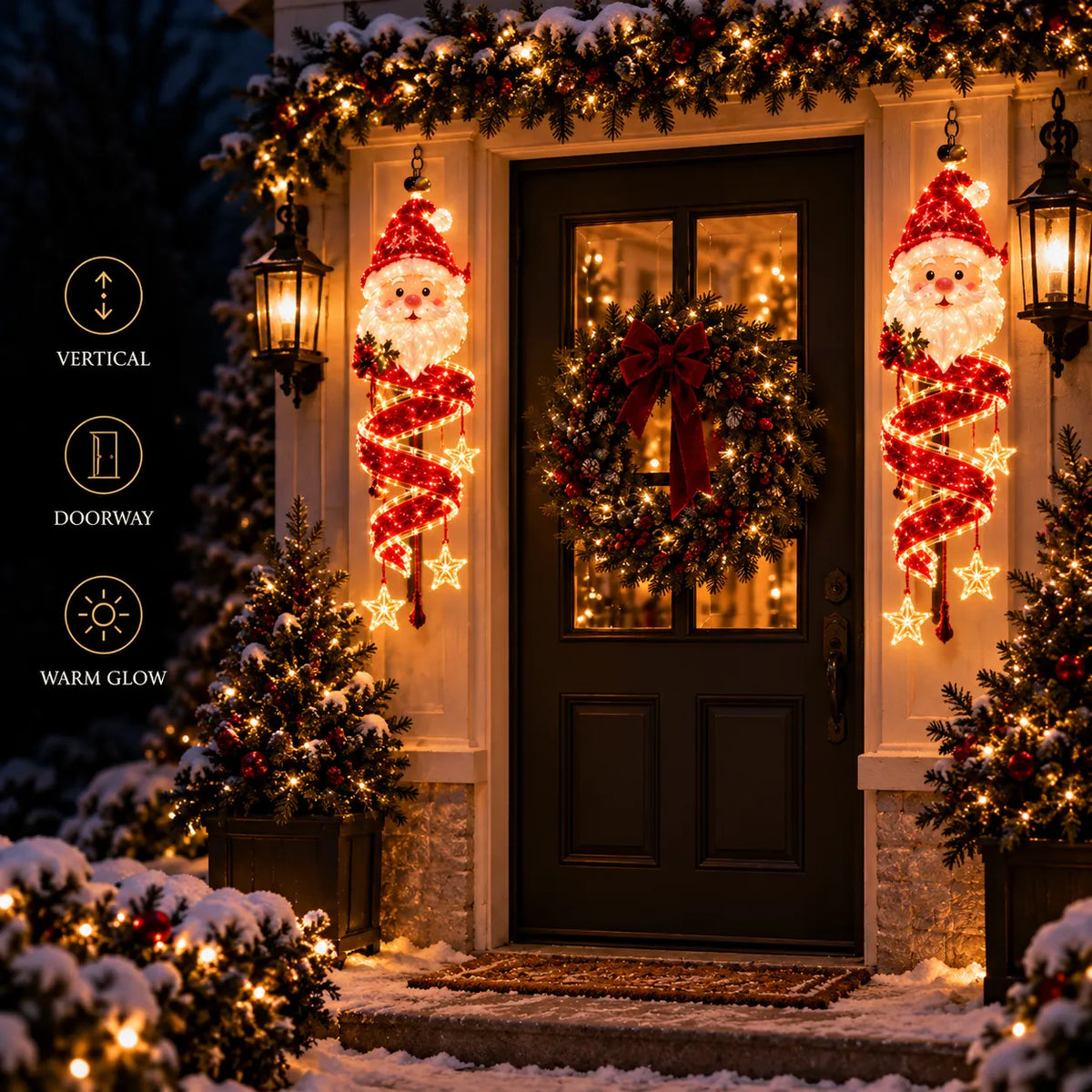 🎅Christmas Magic Spira Hanging LED Light Collection – 9 Festive Designs ✨ | Suspended Glowing Characters with Spiral Lights & Hanging Details for Porches, Windows, Entryways & Holiday Displays